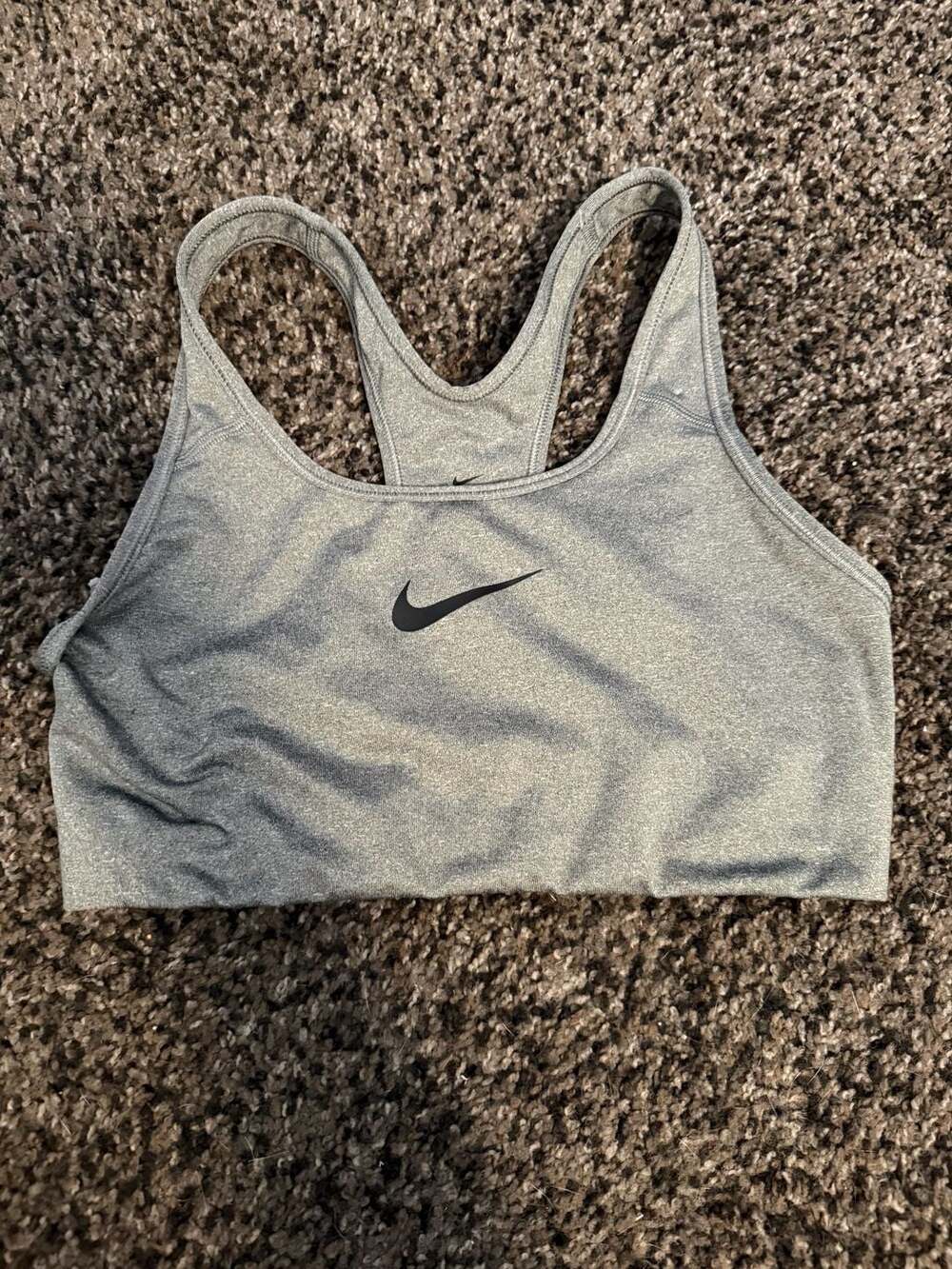 Nike Dri-Fit Sports Bra Size M Gray Racerback Swoosh